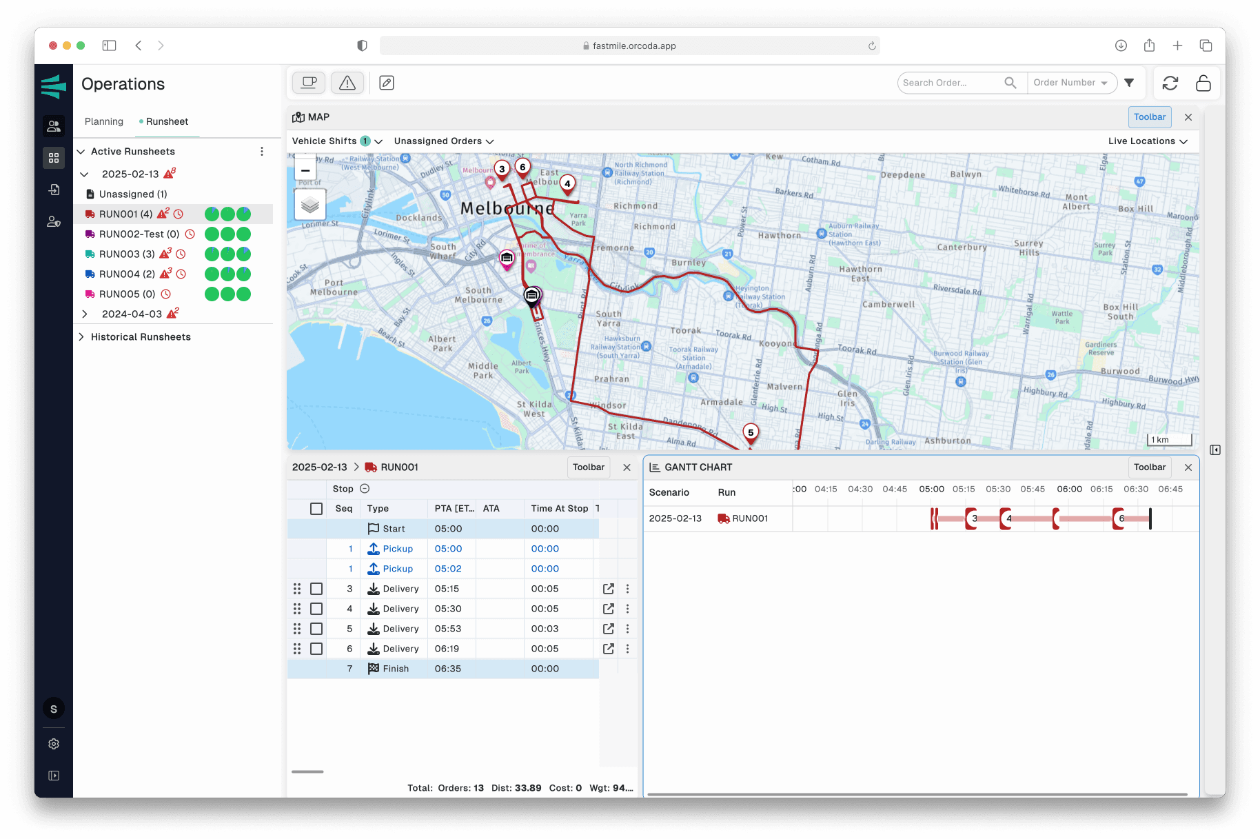 Screenshot of a Operations Page for Fastmile Portal